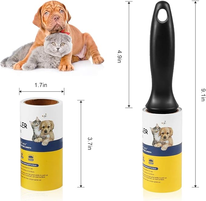 Lint Roller Pet Hair Remover - Sticky Lint Remover Rollers for Clothes Pet Hair Cat 8 Pack