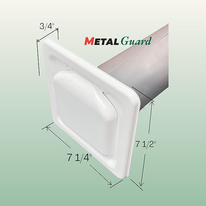 NO-PEST VENT MetalGuard, Dual Door Dryer Vent Cover Outdoor 4 Inch, Powder-Coated Heavy Duty Steel, Pest Proof, Rust Resistant, Safe & Efficient Vent Cap (White, STEEL 4" W/O Duct Tube)