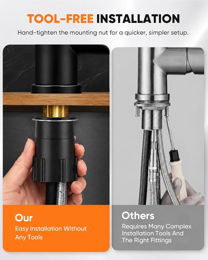 Black Kitchen Faucet with Pull Down Sprayer, Stainless Steel Single Handle Pull Out Kitchen Sink Faucets for Pot Filler, Farmhouse Camper Bar Laundry Room
