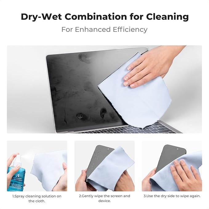 K&F Concept 10 Pack Microfiber Cleaning Cloths,Washable Reusable, with 200ML Screen Cleaner Spray