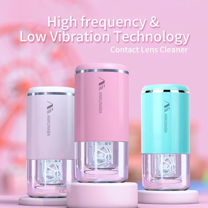 Contact Lens Cleaner, Portable Soft Contact Lens Cleaning Machine with USB Charger, Automatic Vibration Contact Lenses Cleaner Case for Traveling (Pink)