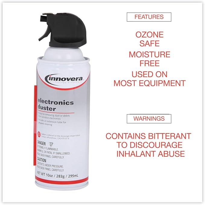 Innovera Compressed Air Duster Cleaner, 10 Oz Can, 8/Pack