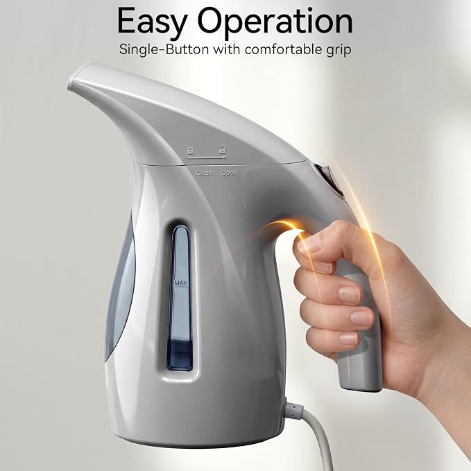 HiLIFE Steamer for Clothes, Portable Handheld Design, 240ml Big Capacity, 700W, Strong Penetrating Steam, Removes Wrinkle, for Home, Office(ONLY FOR 120V) (Silver Gray)