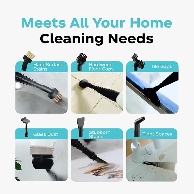 10-in-1 Steam Mops for Floor Cleaning, 302℉ Detachable Handheld Steam Cleaner with 400ml Water Tank and 26.25ft Power Cord, Folding Steamer Mop for Hardwood and Tile Floors, Silver & White