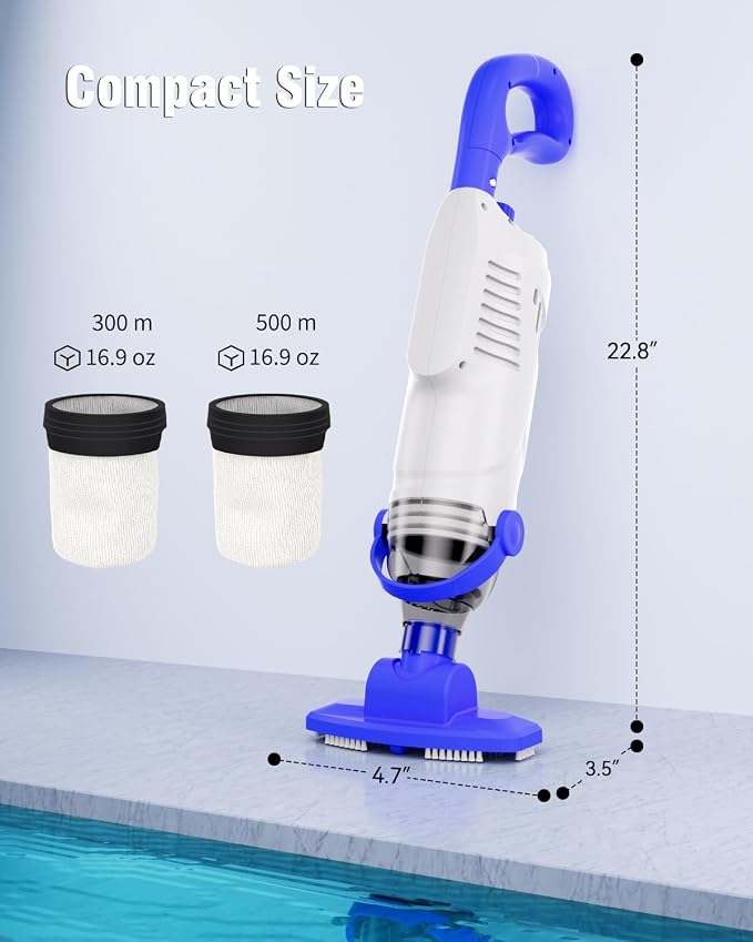 2026 Upgraded Cordless Handheld Pool Vacuum, 3800L/H Strong Suction Spa Vacuum with 5000mAh Battery, 3-Head Cleaning System & Fine Filter for Pools, Hot Tubs, Spas & Steps, White