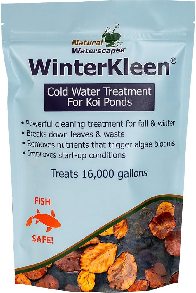 WinterKleen Fall & Winter Bacteria for Ponds | Koi Pond Winterizer, Leaf Digester, Natural Cleaner - Powerful Concentrated Enzymes and Microbes Clean Pond Water