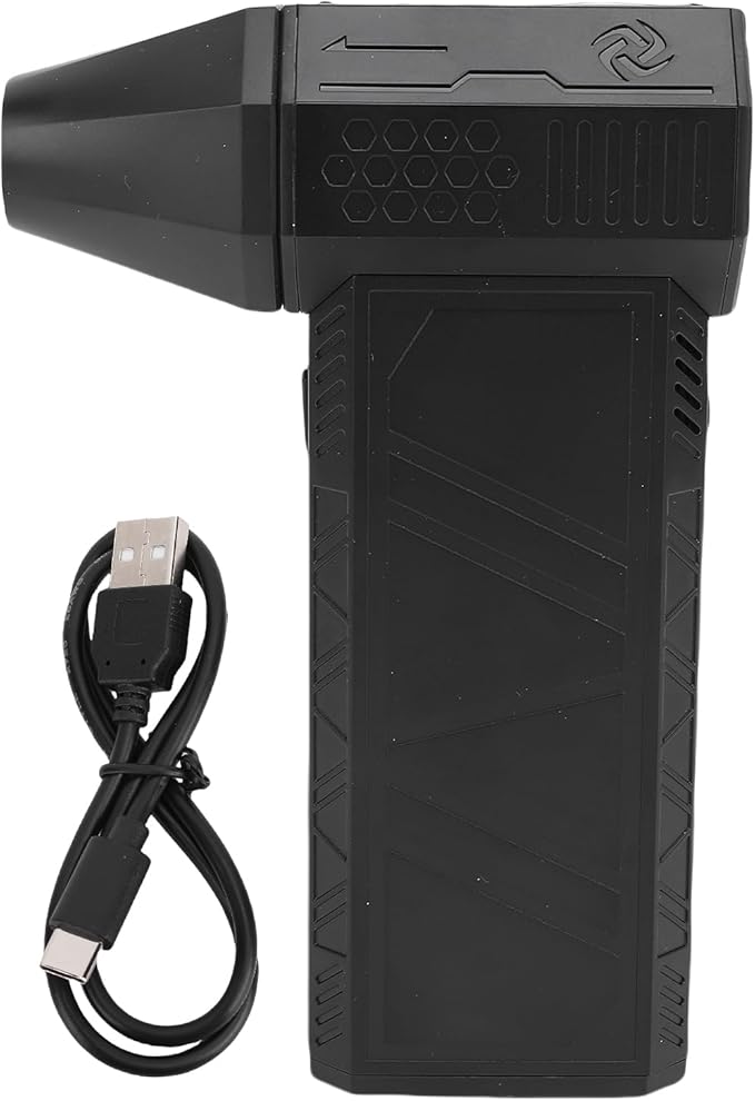 Zunate Compressed Air Duster, 130000RPM Electric Air Duster, 3 Gear Adjustable Blower Fan, High Speed Brushless Motor, Heat Managemen, Mini Dry Blower for Car Home, PC Cleaning