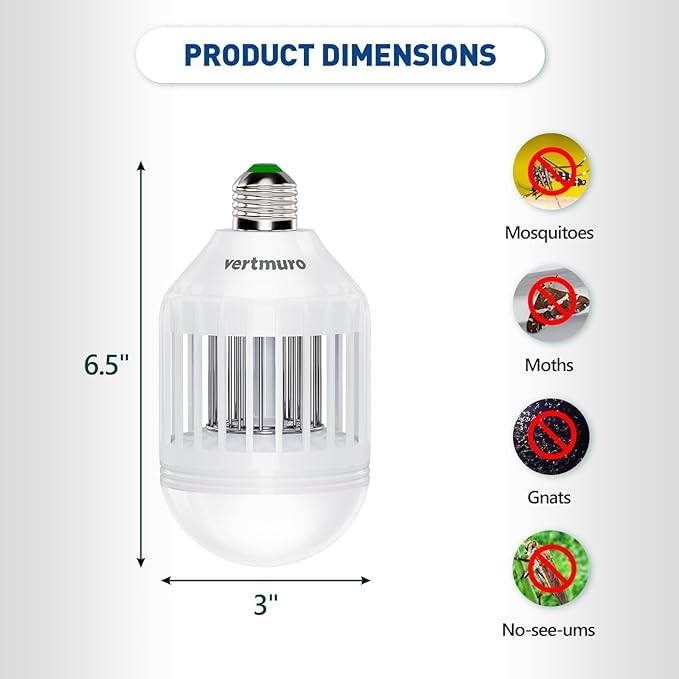 Bug Zapper Light Bulb, 2-in-1 Indoor Electric Mosquito Killer Lamp with UV LED Light, Fly Insects Trap for Home Entryway Balcony Patio(3 Pack)
