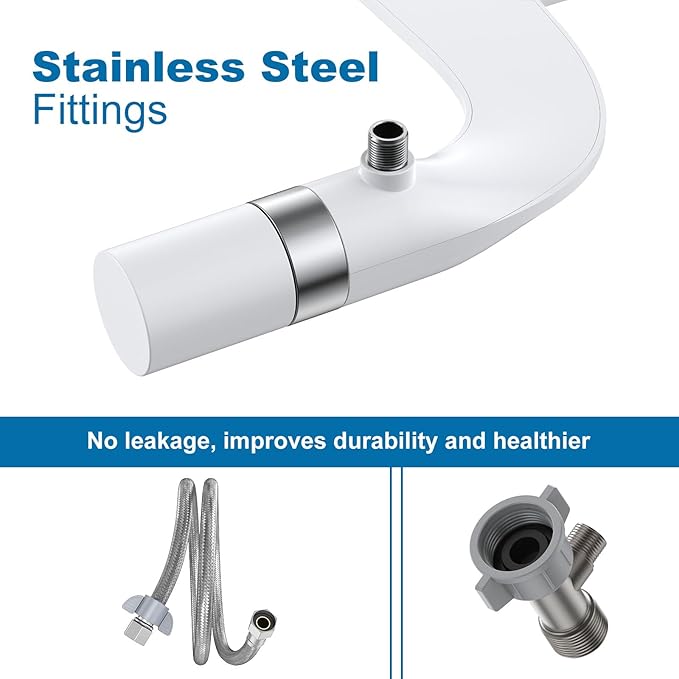 GarveeHome Ultra-Slim Bidet Attachment, Non-Electric Toilet Bidet with Dual Self-Cleaning Nozzles, Adjustable Water Pressure for Frontal and Rear Wash, Easy Installation, Chrome