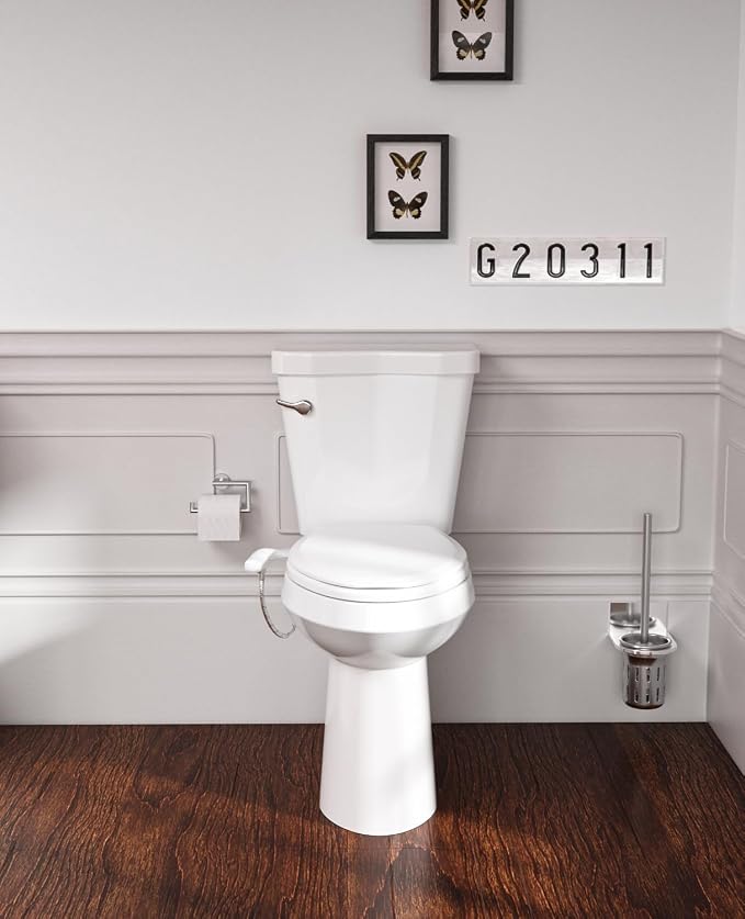 SAMODRA Elongated Bidet Toilet Seat with Soft Close Lid - Non-Electric Dual Nozzle System, Quick-Release for Easy Installation & Clean