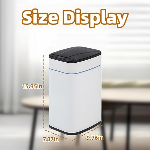 Garbage Can with Lid, Intelligent Sensor Opening and Closing, Small Garbage Can for Living Room, Bedroom, Kitchen and Bathroom (1, Square White)