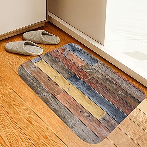 WODEJIA Flannel Mat Non Slip Bedside and Living Room,Clearance MatS Absorbent Moisture Dust Forlaundry Room,Bath Rugs Sponge Foam Soft for Bathroom and KitchenRustic Old Wooden Board 24x16 Inches
