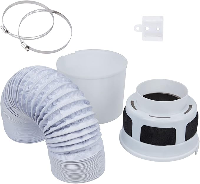 3 IN 1 Indoor Dryer Vent Kit Filter Bucket for Electric Dryers with 4-Inch by 5-Feet Double Layer Proflex Duct (White)