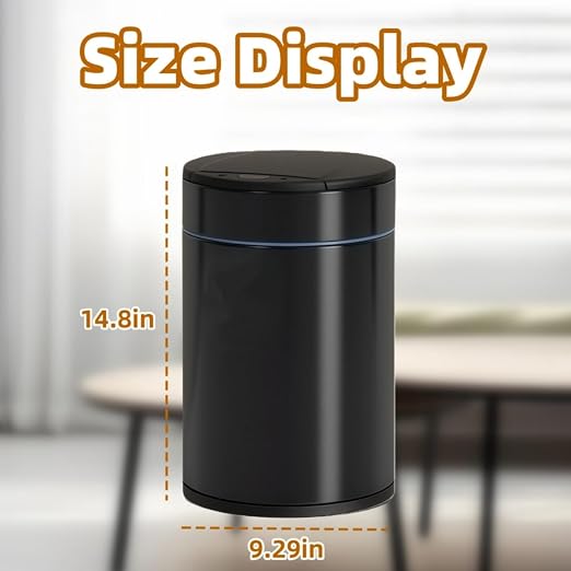 Garbage Can with Lid, Intelligent Sensor Opening and Closing, Small Garbage Can for Living Room, Bedroom, Kitchen and Bathroom (1, Black)