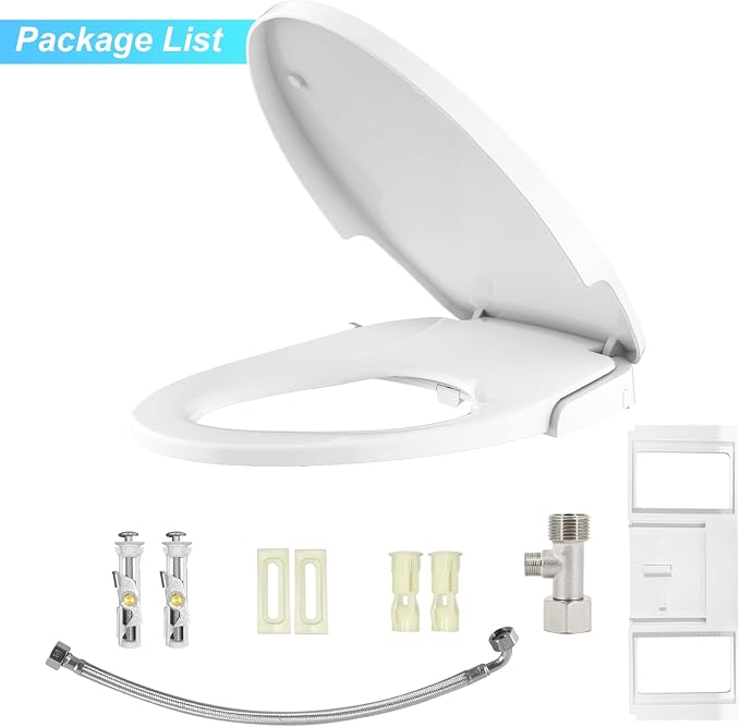Bidet Toilet Seat Elongated, Non-Electric Bidet Seat with Dual Self-Cleaning Nozzles, Adjustable Water Pressure, Soft Close PP Material, Easy Installation Toilet Seat Bidet for Bathroom Hygiene