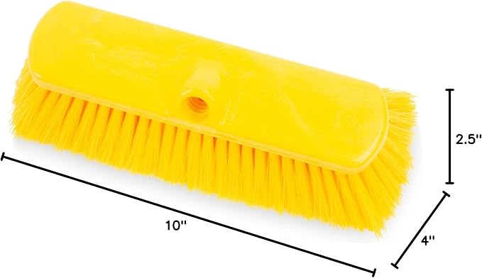 SPARTA 41278EC04 Flo-Thru Plastic Wall Scrub Brush, Equipment Brush With Soft Nylex Bristles For Industrial Kitchens, Hospitals, Commercial Cleaning, 4 Inches, Yellow, (Pack of 12)