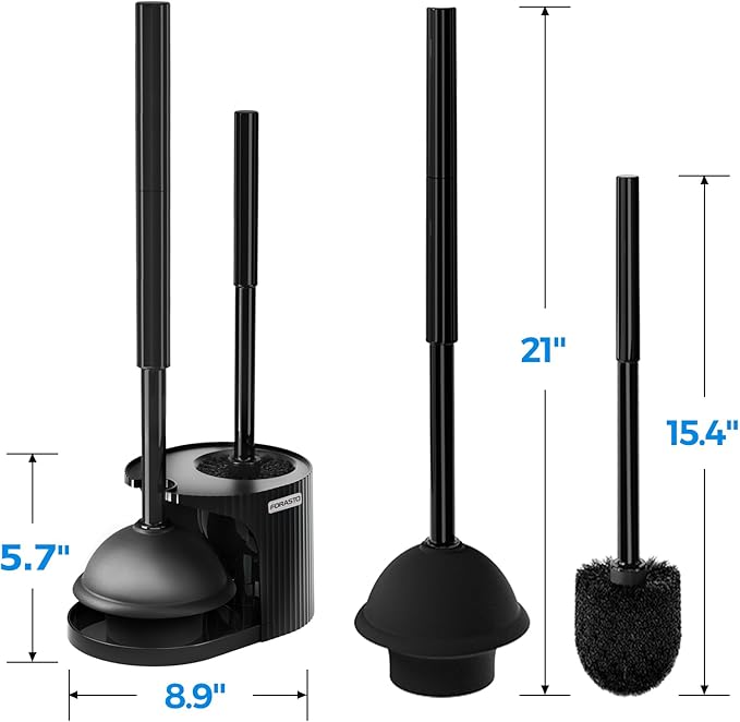 FORASTO 2Pack 2 in 1 Toilet Brush and Plunger Set,Toilet Bowl Brush Plunger Set,Toilet Brush Plunger Combo,Cleaning Brush,Cleaning Supplies,Groove Gap Brush,Bathroom Cleaning Tools