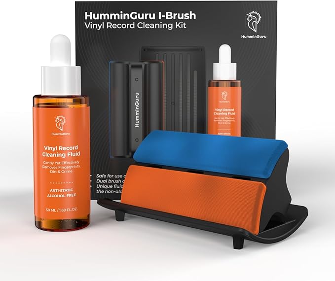 HumminGuru I-Brush Vinyl Record Cleaning Kit + HumminGuru Ultrasonic Stylus Cleaner For Record Needles + Stylus Pressure Gauge
