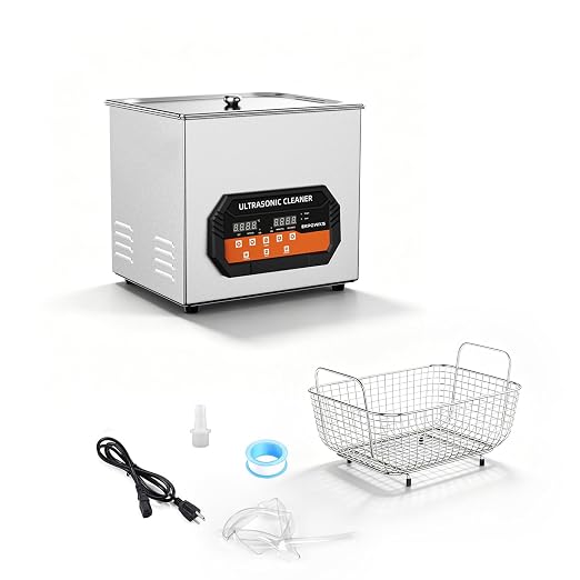 Ultrasonic Cleaner 10L 240W 40kHz Digital Cleaning Machine with Degassing, Heater & Timer for Tools Jewelry Watches Glasses Dentures Small Parts