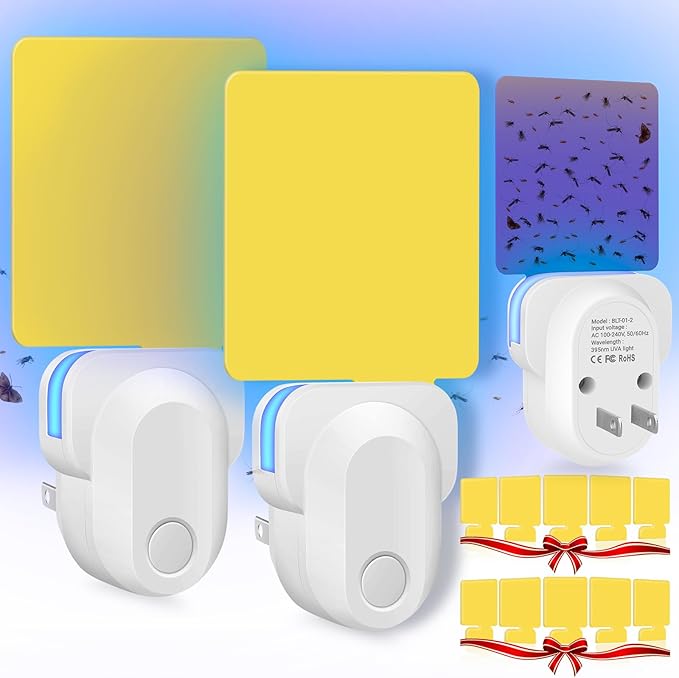 Indoor Plug-in Flying Insect Trap, Gnat & Fruit Fly Traps White 2 Pack