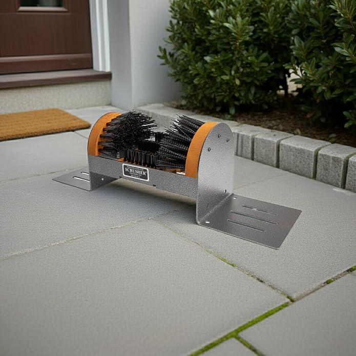 Scrusher Big Boot Cleaner - Extra Wide Heavy Duty Outdoor Boot Brush Scraper with Replacement Brush Set