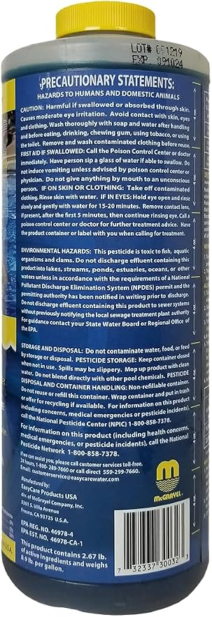 EASYCARE 30032 Pooltec Algaecide, Clarifier and Chlorine Salt Cell Booster, 32 Fl. Oz Bottle