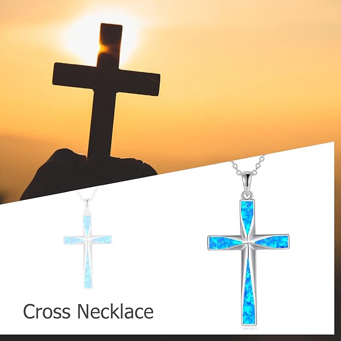ONEFINITY Religious Cross Pendant Necklace Sterling Silver Origami Cross Pendant Gifts for Women Men Jewelry