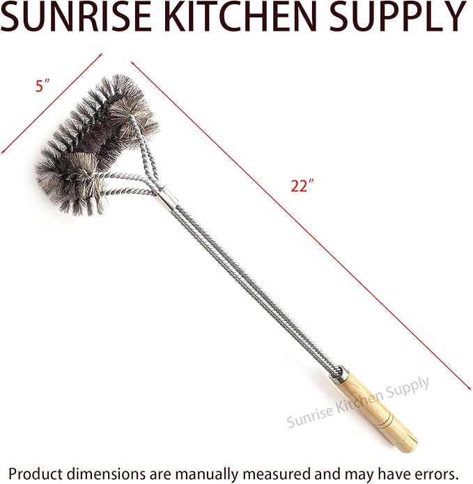 SUNRISE Fryer Brush with Long Handle (Stainless Steel, Double Brush)