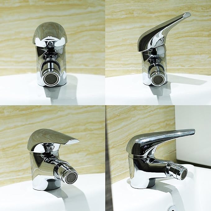 Bidet Faucet with Single Hole-Solid Brass Ceramic Valve Bidet Toilet Attachment for Hot and Cold Water (Chrome)