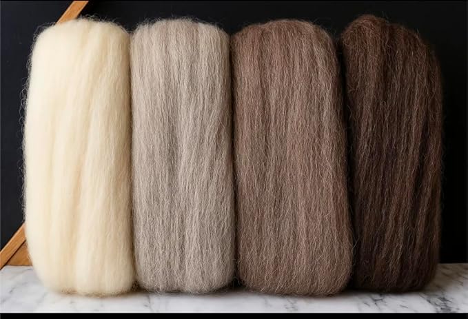 Natural Wool Bulk roving, 1 lb. Best Wool for Spinning, arm Knitting, Felting, Chunky Blankets and Tapestry. Natural Colors, un-Dyed. (Dark Chocolate, 1 lb)