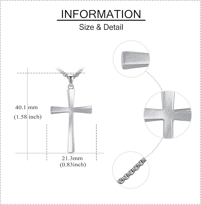 ONEFINITY Religious Cross Pendant Necklace Sterling Silver Origami Cross Pendant Gifts for Women Men Jewelry