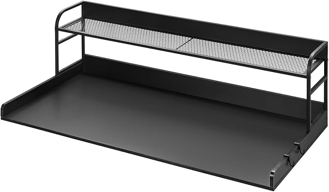 VEVOR Washer Dryer Countertop with 2-Tier Shelf, 54" x 27" Wooden Washer and Dryer Countertop with Anti-Slip Pads, Water-Resistant Laundry Topper Cover for Laundry Room Organization and Storage, Black