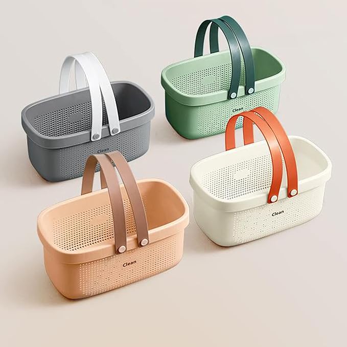 JiatuA Portable Shower Caddy Basket Cleaning Supplies Organizer with Handles Tote Storage Bin for Bathroom Kitchen Bedroom College Dorm, Under Sink, Garden, Green & Gray