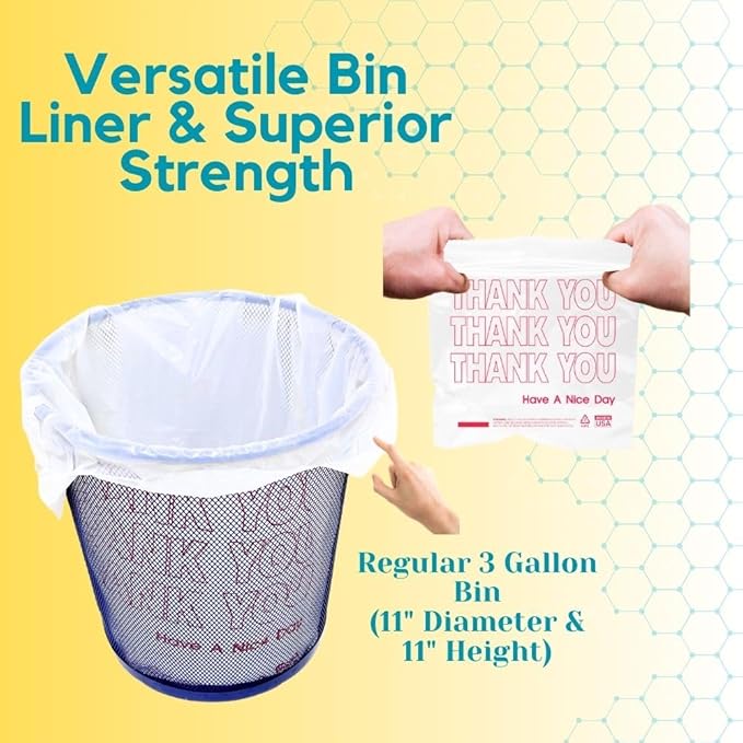 Bulk Thank You T-Shirt Bags (1000 Count) | White Plastic Shopping Sacks with Handles – Reusable for Grocery, Retail, Takeout, Merchandise & Small Trash Liners (11.5" x 6.5" x 21")