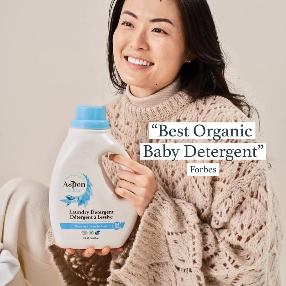 AspenClean Natural Laundry Detergent Unscented - 100% Natural, Organic,Cruelty-Free, Biodegradable - Safe for Babies, Pets & Kids - EWG Certified (ingle Unit)