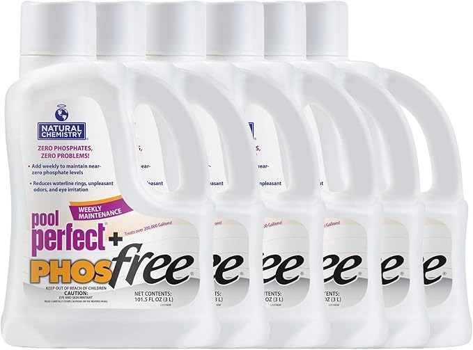 Natural Chemistry Pool Perfect + Phosfree, 3 Liter, 6 Pack | Phosphate Remover, Reduces Waterline Rings, Unpleasant Odors & Eye Irritation