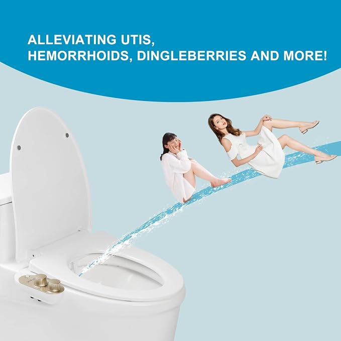 GLIGAM Bidet Attachment for Toilet Warm Water, Ultra-Slim Bidet Hot and Cold,Non-Electric Bidet Attachment for Frontal/Rear Wash, with Retractable Nozzle, Pressure & Angle Controls,Easy to install