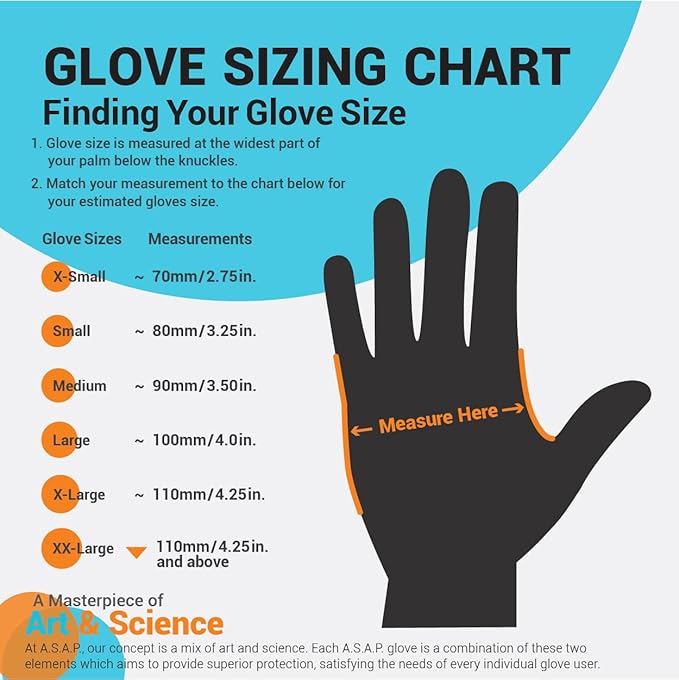 ASAP Orange Nitrile Gloves - Powder and Latex Free Disposable Gloves, Exam Gloves, Food Safe Gloves - 4 Mil