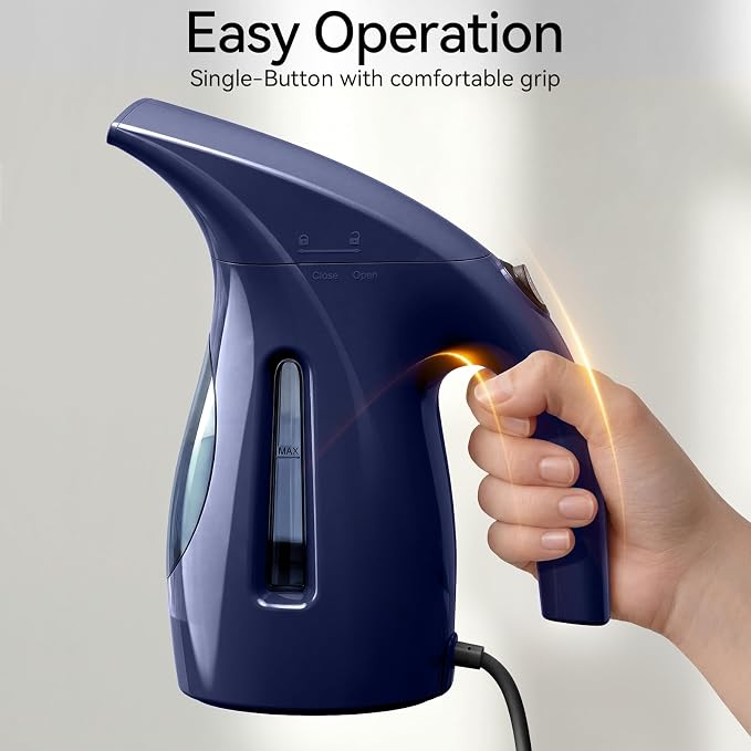 HiLIFE Steamer for Clothes, Portable Handheld Design, 240ml Big Capacity, 700W, Strong Penetrating Steam, Removes Wrinkle, for Home, Office(ONLY FOR 120V) (Deep Navy)