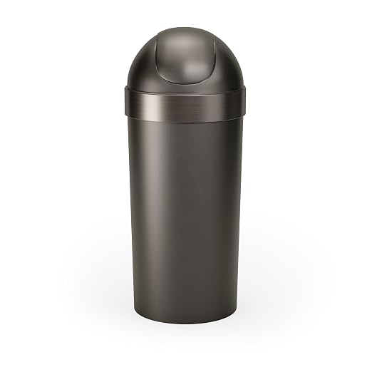 Umbra Venti Kitchen Trash Can with Swing Top Lid, Large 16-Gallon (62 L) Capacity, Pewter Two-Tone