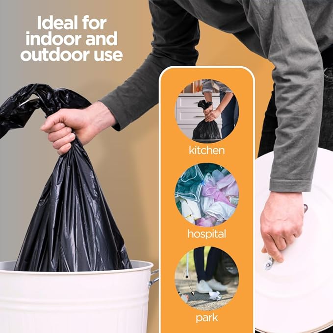 The Original Poop Bags® 13 Gallon Trash Bags, USDA Certified, High-Density Kitchen Garbage Bags, Unscented, Multi-Purpose Tall Waste Bags, 200 Count
