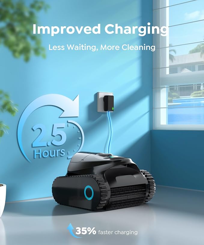 C1 Robotic Pool Cleaner with 180 Mins, Pool Vacuum for Inground Ground Pools up to 1615 sq.ft, Smart Routing, Wall Climbing, Dual Filtration, with APP, Multi-Mode Cleaning (Onyx)