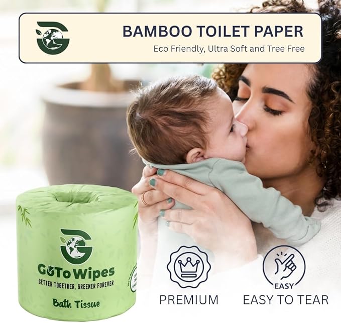Bamboo Toilet Paper - Organic Ultra Soft 3 Ply - Chemical & PFAS Free, Non-Toxic - 350 Sheets, 24 Pack - Septic Safe, Sustainable - Plant Trees Initiatives with Each Purchase