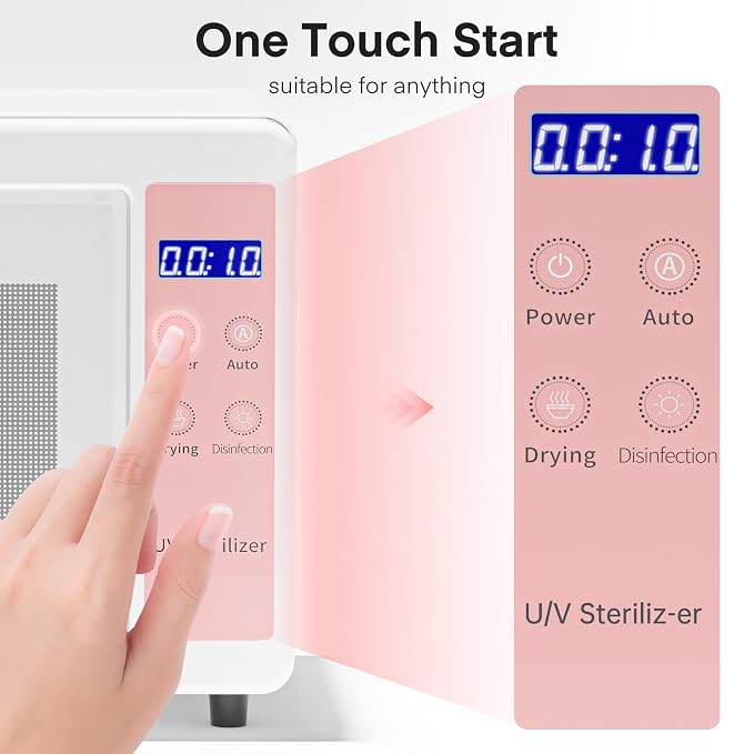 Yofuly 10L Hot Air Cabinet for Nail Tools, Large Capacity Storage Organizer with Shelves, Dryer & Warmer for Salon, Spa, Esthetician, Home Use – Pink, Durable Aluminum Alloy