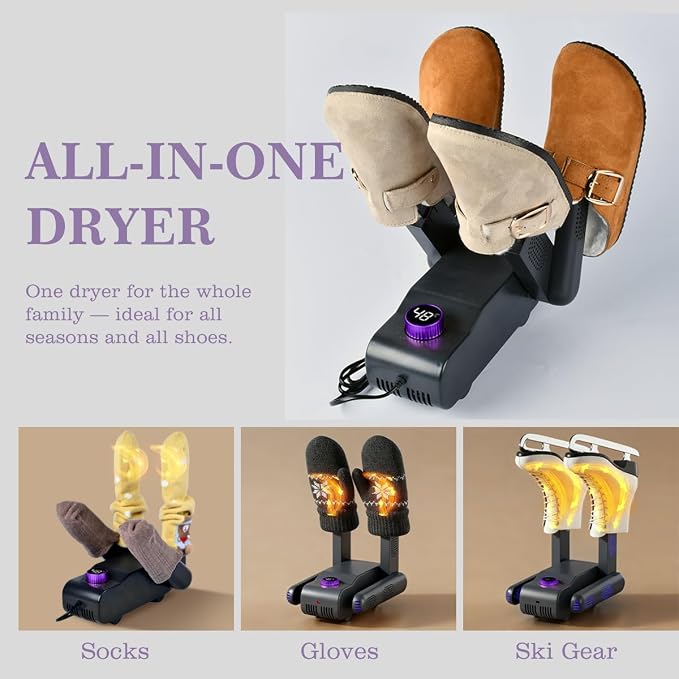 Shoe Dryer with Warm Air, Portable Boot Dryer Deodorizer for Sneakers | Warm air drying for shoes, helps reduce moisture and odor, portable design for home and travel, quiet operation for daily use