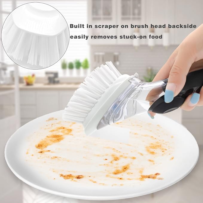 Dish Brush with Soap Dispenser + Brush Refills