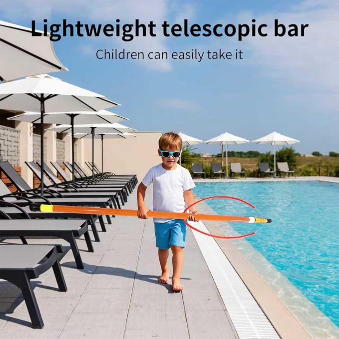 18ft Telescopic Pool Rescue Hook | OSHA Water Rescue Pole & Emergency Hook with Night Glow | Fiberglass Pool Safety Pole for Home/Water Parks