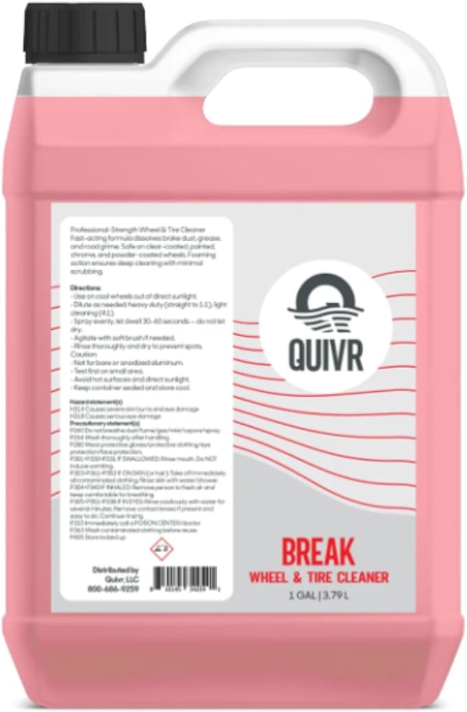 QUIVR Break Wheel Cleaner 128oz. – Professional Strength Wheel & Tire Cleaning Formula – Dissolves Brake Dust, Grime & Grease – Safe On Clear-Coated, Painted, Chrome & Powder-Coated Wheels