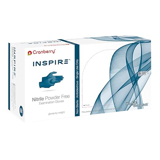 Cranberry USA Cranberry Inspire Aegean Blue Nitrile Exam Gloves, Pack of 300, Small, 2.0 Mil