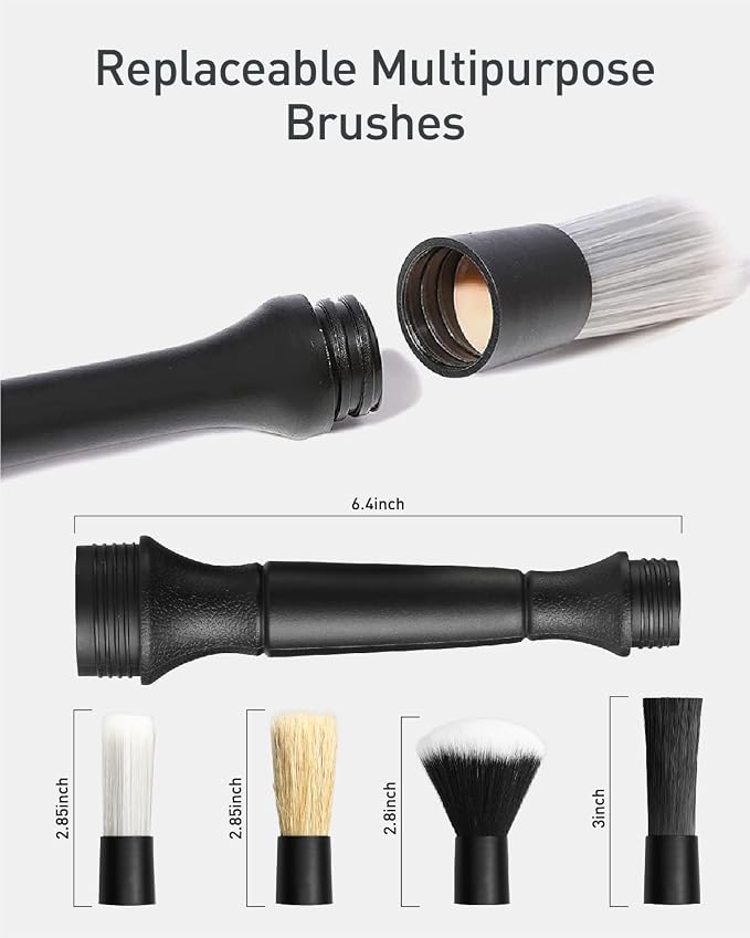 Car Interior, Wheels & Rims Detailing Pro Set, Scratch-Free, Ultra-Soft Brushes and Microfiber Applicators